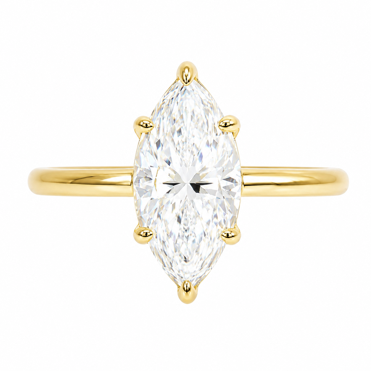 Sterling Silver 2.0ct Marquise Moissanite Solitaire Ring