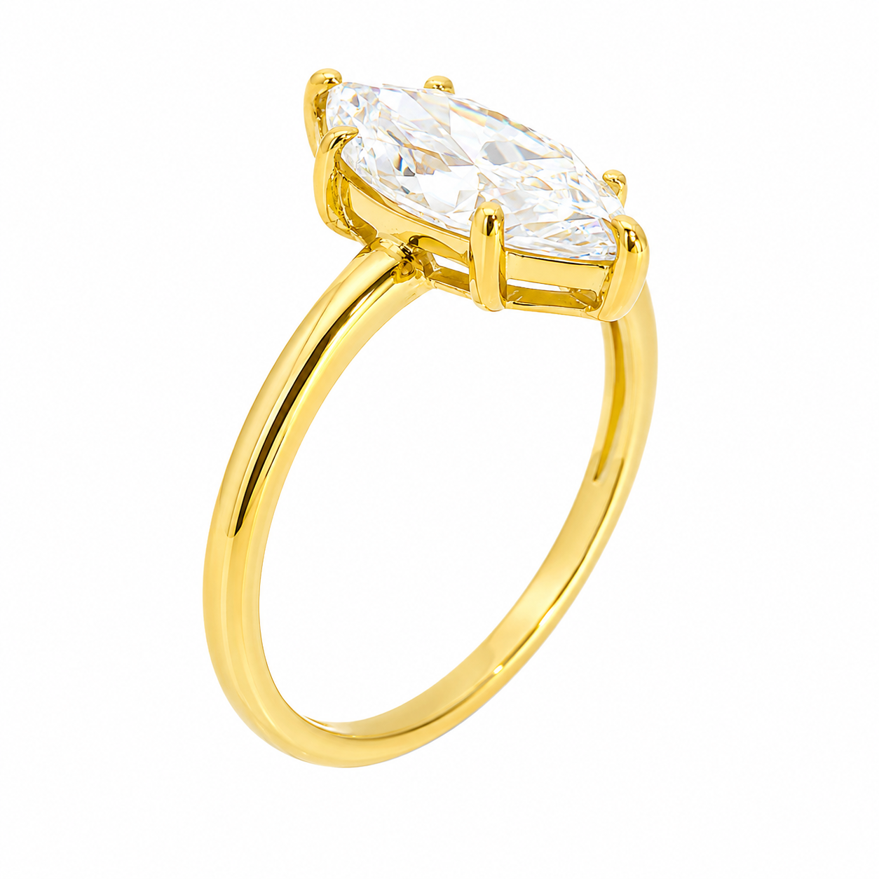 Sterling Silver 2.0ct Marquise Moissanite Solitaire Ring