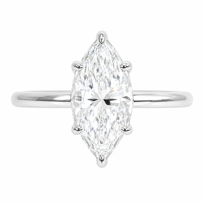 Sterling Silver 2.0ct Marquise Moissanite Solitaire Ring