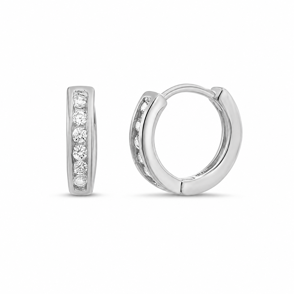 Sterling Silver Tiny CZ Hoop Earrings