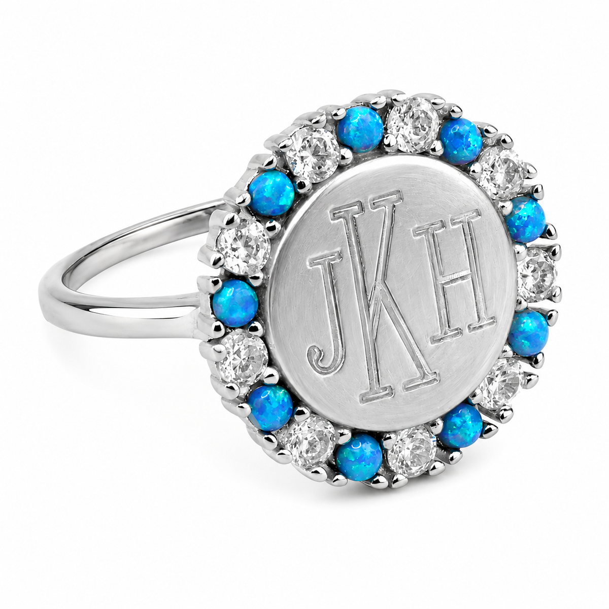 Sterling Silver Alternating Opal Ring