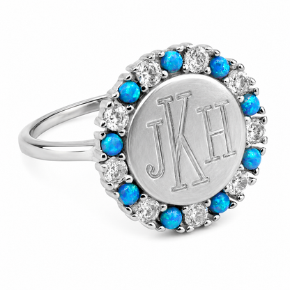 Sterling Silver Alternating Opal Ring