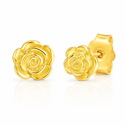 Sterling Silver Tiny Dainty Rose Stud Earrings