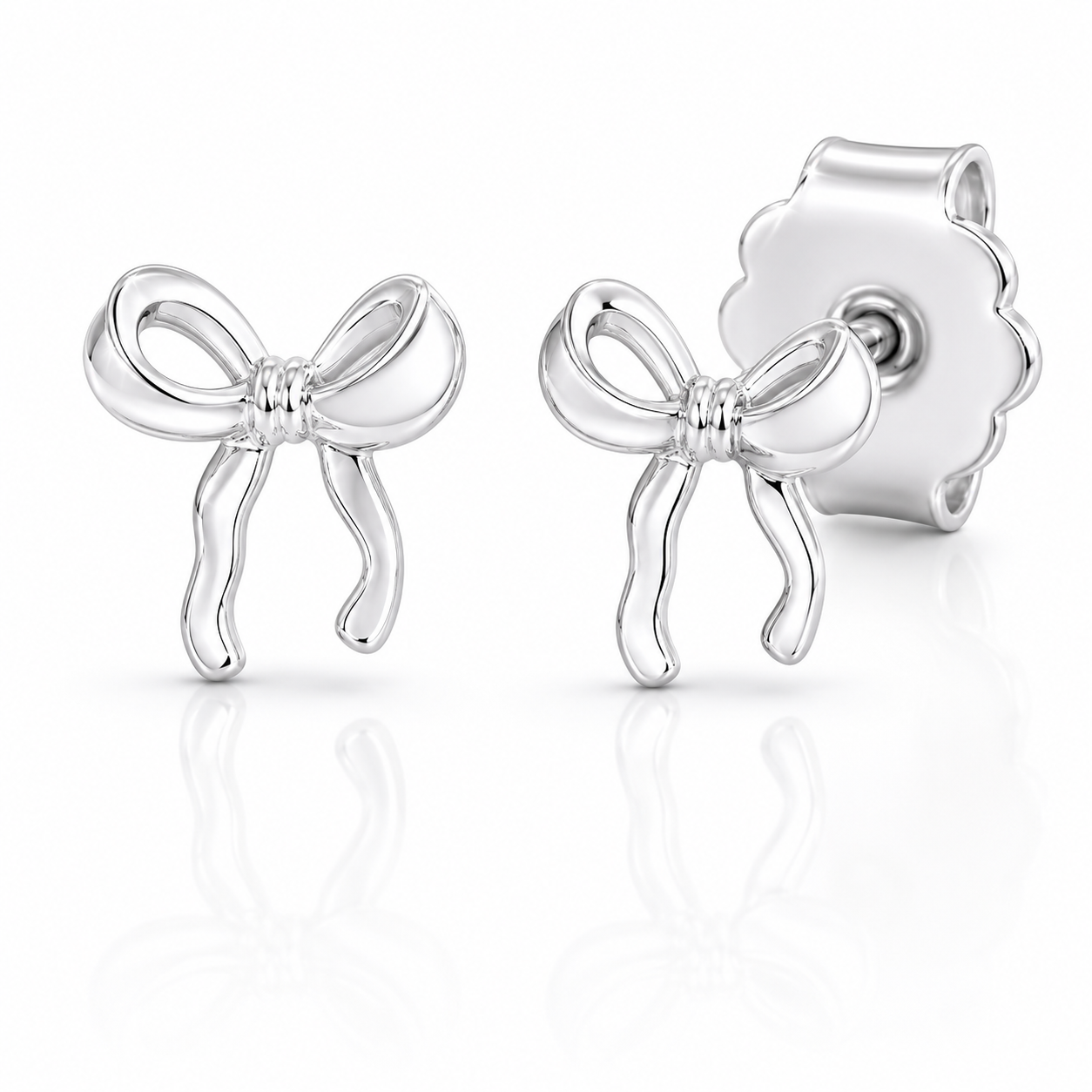 Sterling Silver Tiny Dainty Bow Stud Earrings