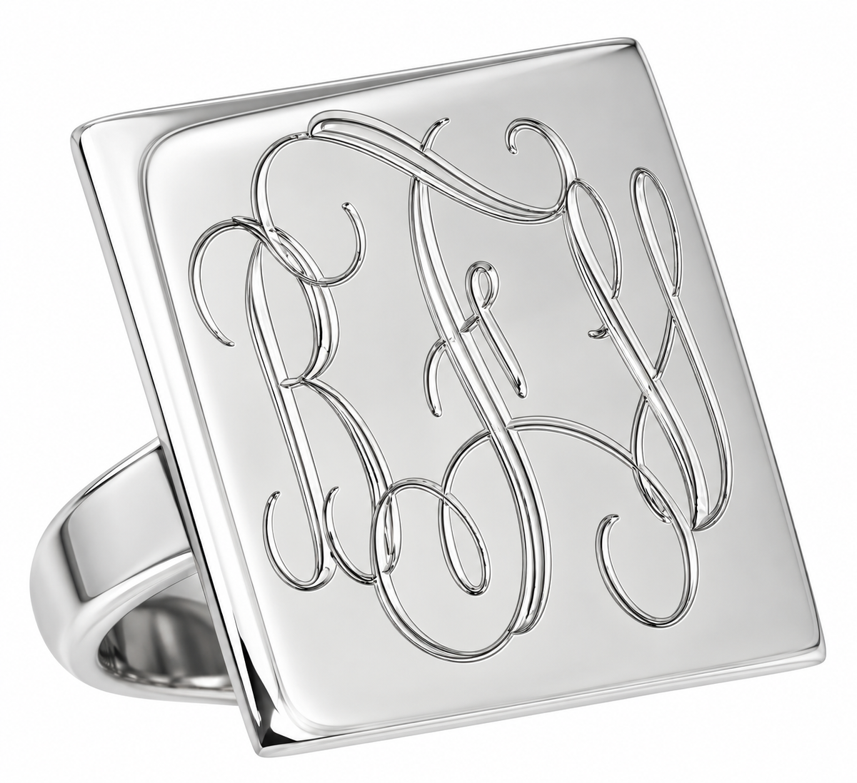 Sterling Silver Large Engravable Squared Ring
