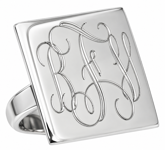 Sterling Silver Large Engravable Squared Ring