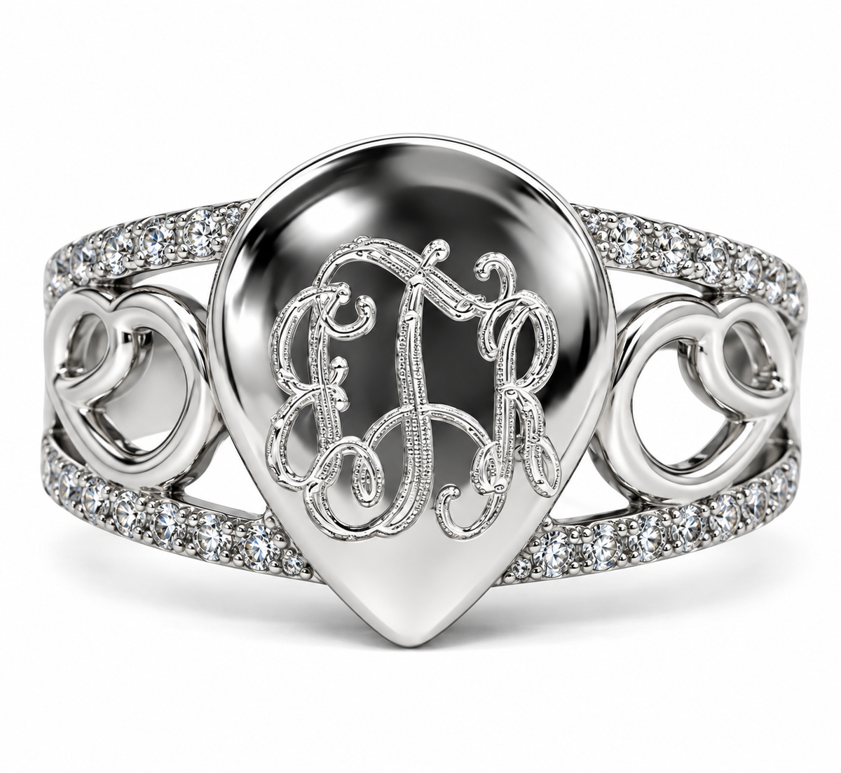 Sterling Silver Carolina Tear Drop Shape Engravable Ring