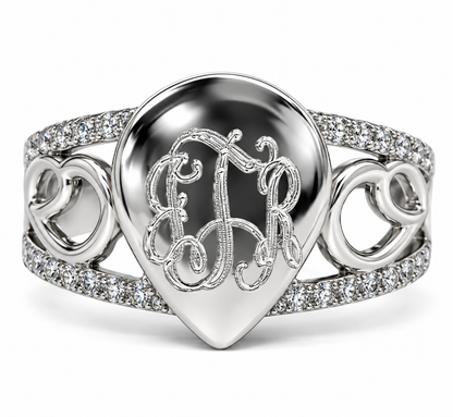 Sterling Silver Carolina Tear Drop Shape Engravable Ring