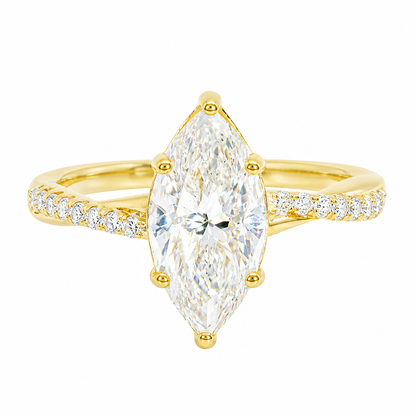 Sterling Silver 2.0ct Marquise Moissanite Twisted Band Engagement Ring