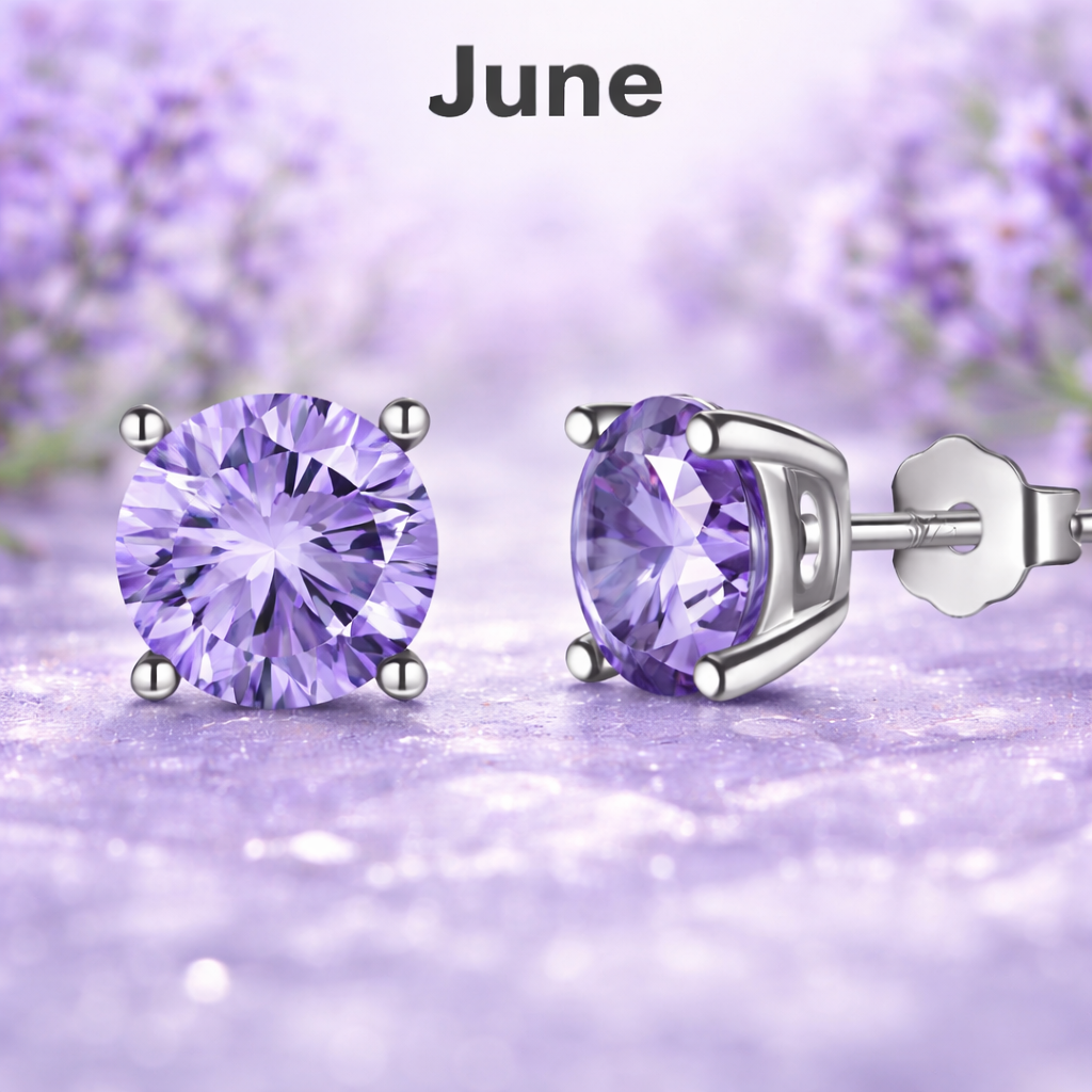 Sterling Silver 6mm CZ Birthstone Stud Earrings