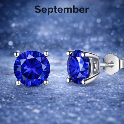 Sterling Silver 6mm CZ Birthstone Stud Earrings