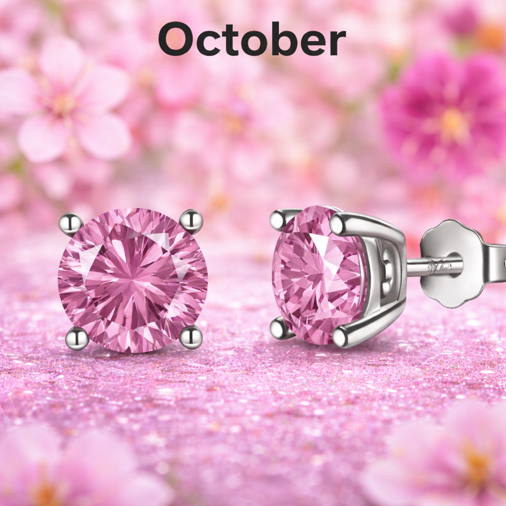 Sterling Silver 6mm CZ Birthstone Stud Earrings