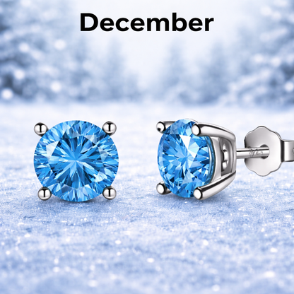 Sterling Silver 6mm CZ Birthstone Stud Earrings