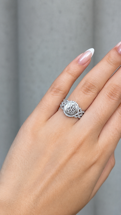 Elegant Engravable Harper Knot Sterling Silver Cz Ring