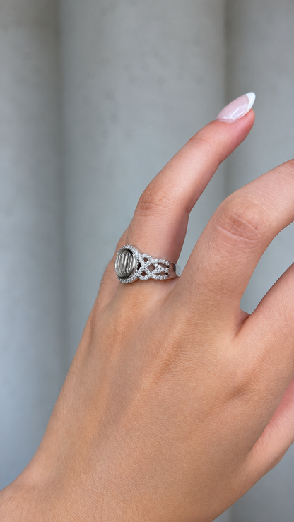 Elegant Engravable Harper Knot Sterling Silver Cz Ring