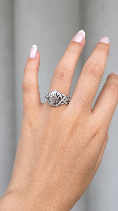 Elegant Engravable Harper Knot Sterling Silver Cz Ring