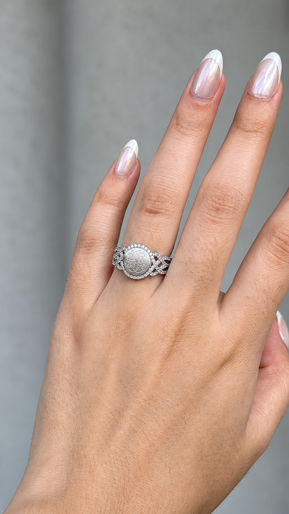 Elegant Engravable Harper Knot Sterling Silver Cz Ring