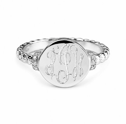 Sterling Silver Engravable Plain Ring W/ Rope Band