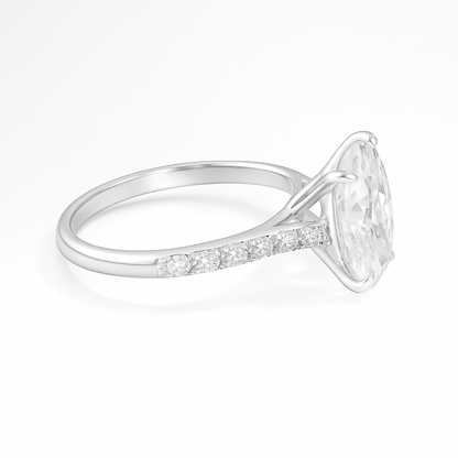 Sterling Silver Oval 8mm*10mm 3.0CT Pave Moissanite Ring
