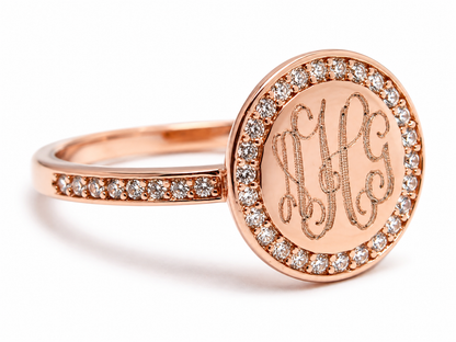 Sterling Silver Straight Band Engravable CZ Stoned Rings