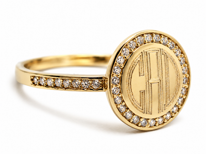 Sterling Silver Straight Band Engravable CZ Stoned Rings