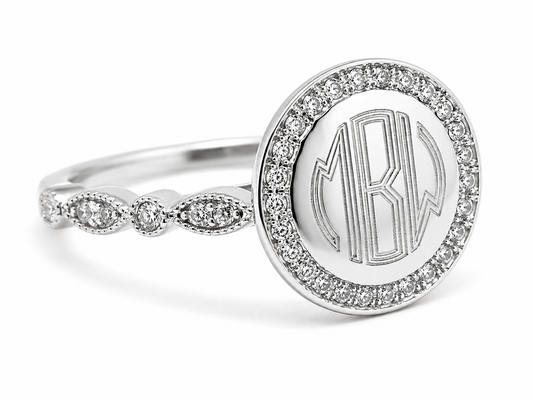 Sterling Silver Engravable Allure CZ Ring