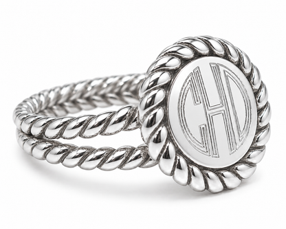 Sterling Silver Grace Rope Ring With Split Band