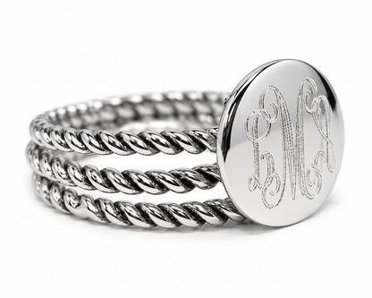 Sterling Silver Round Plain Top Rope Band Ring