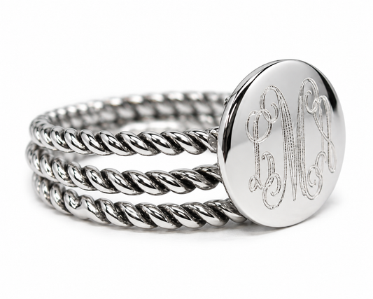 Sterling Silver Round Plain Top Rope Band Ring