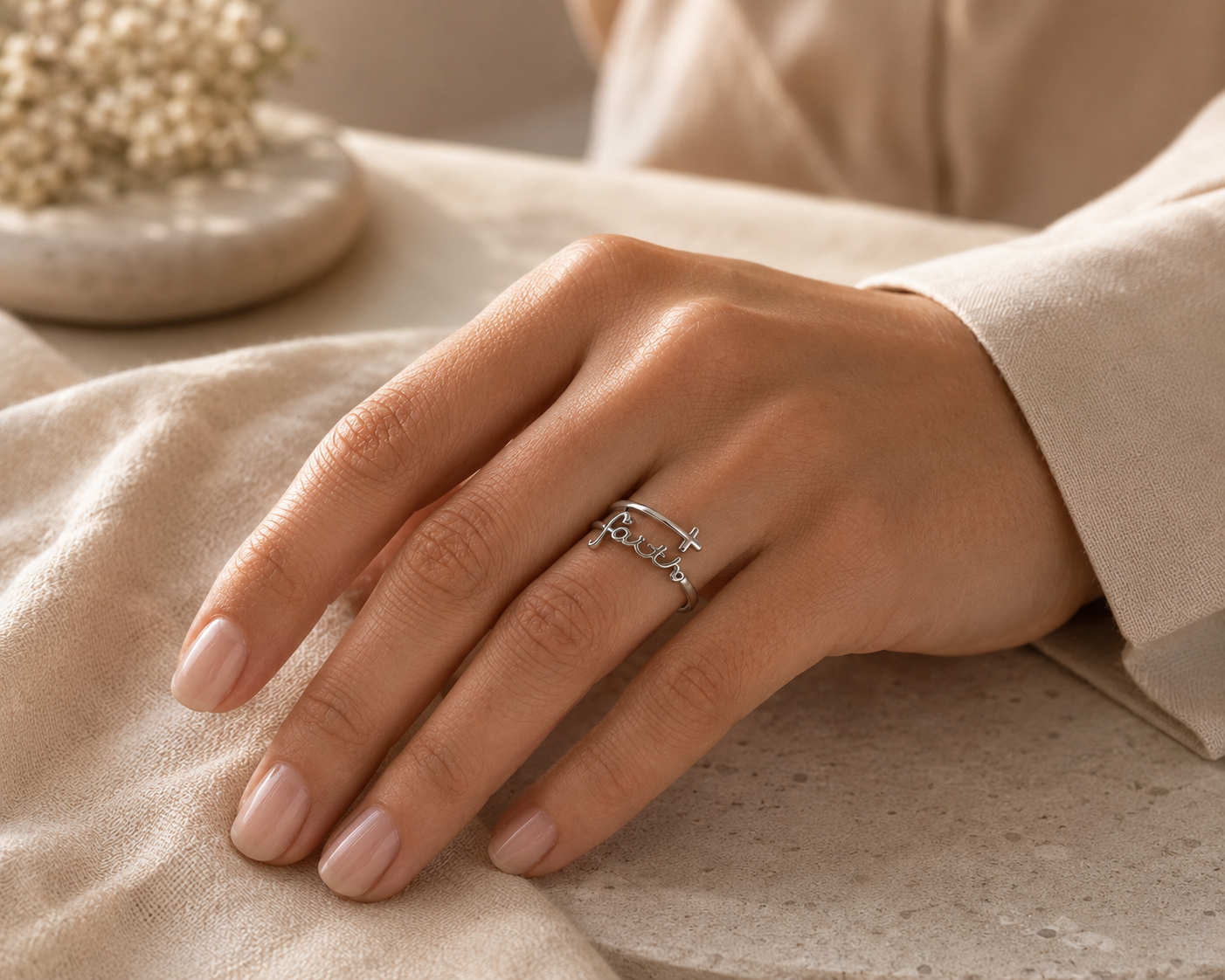 Sterling Silver Faith Cross Ring