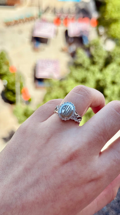 Mesmerizing Engravable Lisa Sterling Silver Oval Vintage CZ Ring