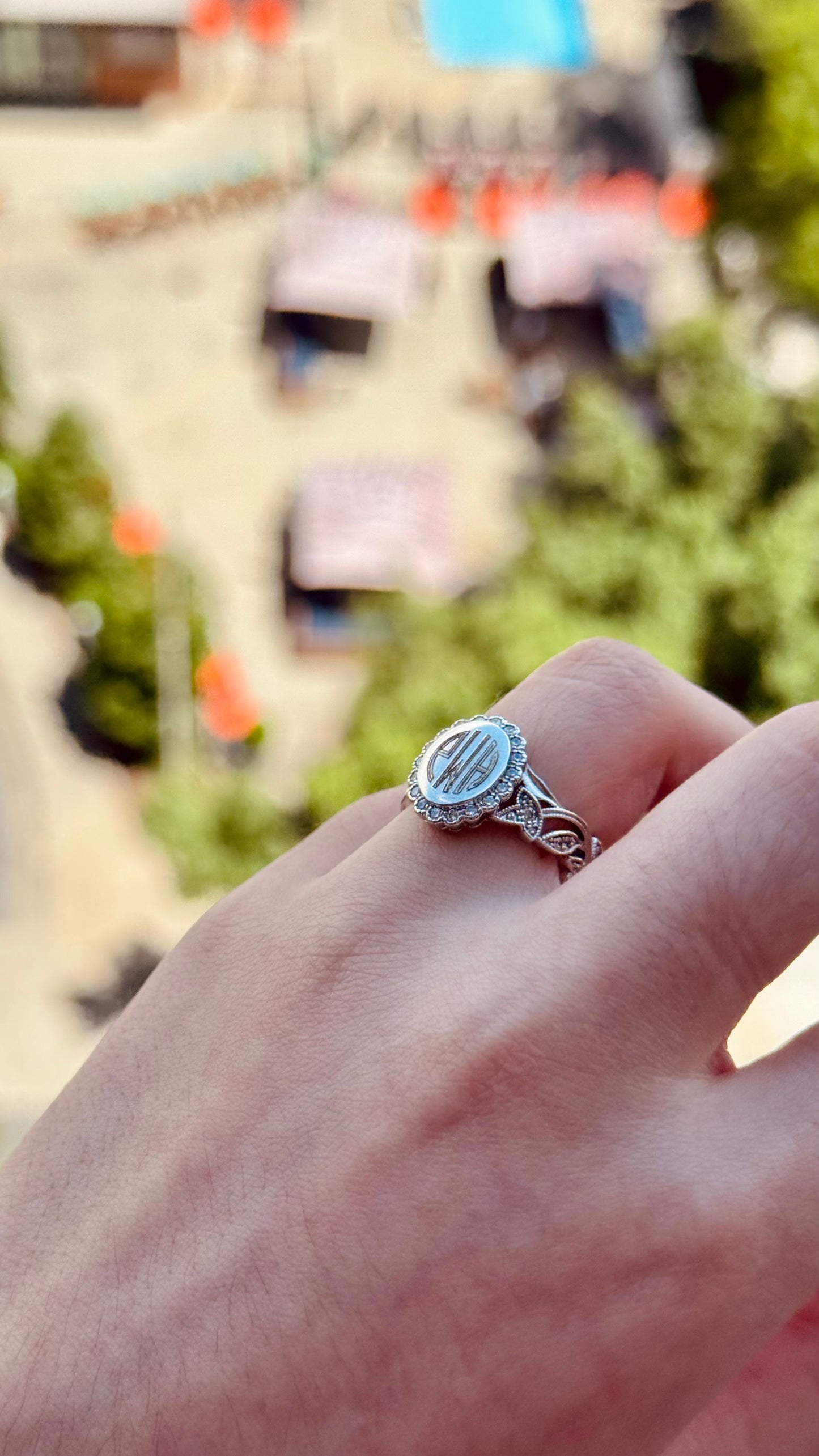Mesmerizing Engravable Lisa Sterling Silver Oval Vintage CZ Ring