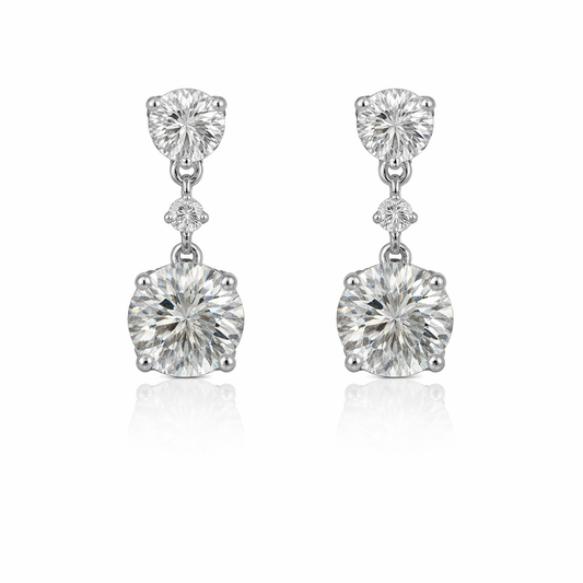 Sterling Silver 9.72 CTW Moissanite Dangling Round Earrings