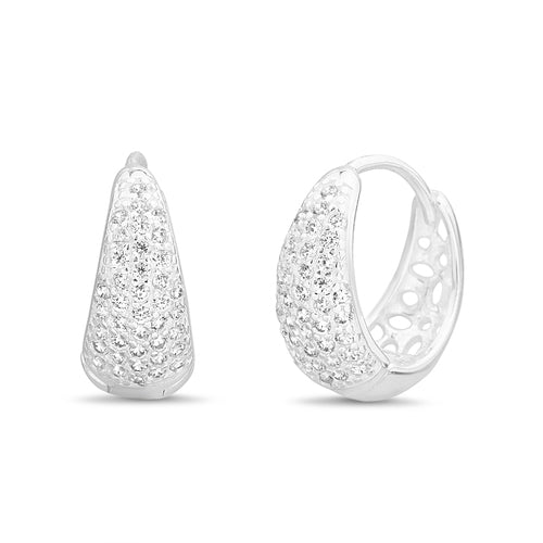 Sterling Silver CZ Pave Huggie Hoop Earrings