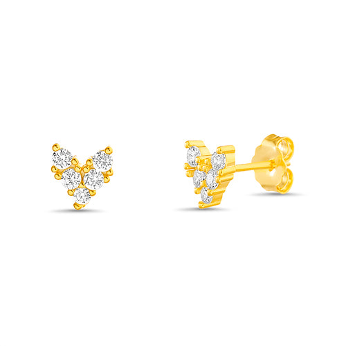 Sterling Silver Gold Plated Dainty CZ Heart Stud Earrings