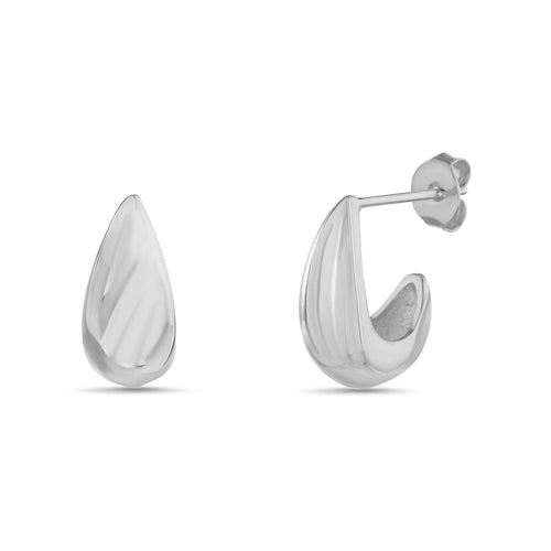 Sterling Silver Curved Teardrop Stud Earrings