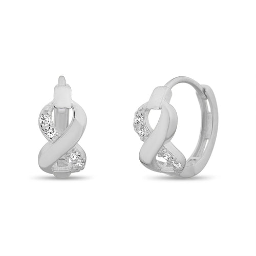 Sterling Silver CZ Small Infinity Hoop Earrings