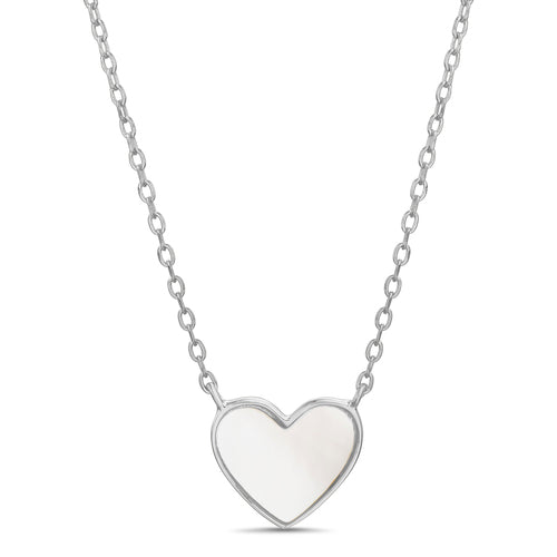 Sterling Silver Mother Of Pearl Heart Necklace