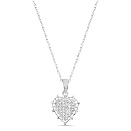 Sterling Silver CZ Spiked Heart Necklace