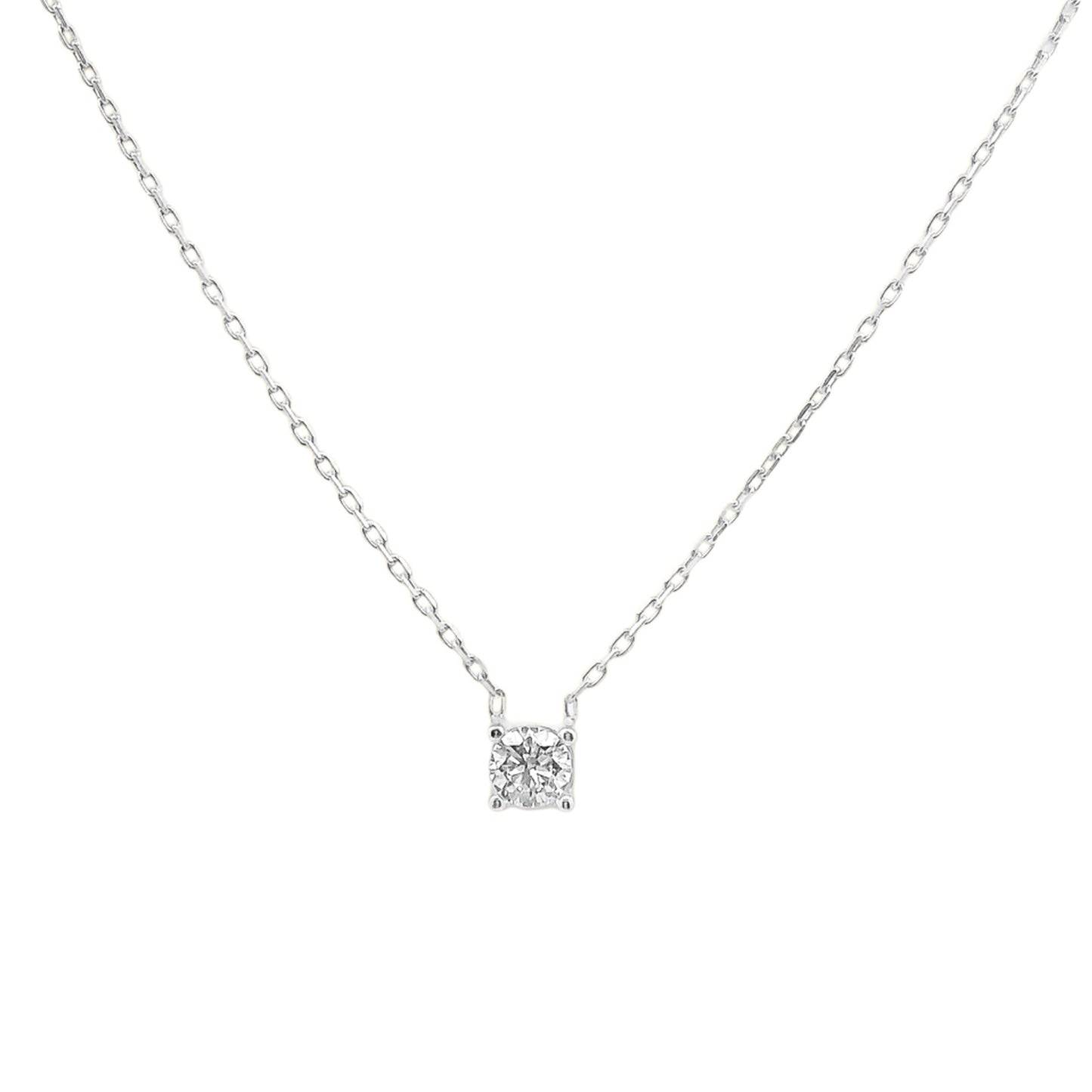 Sterling Silver 4mm Round CZ Solitaire Necklace