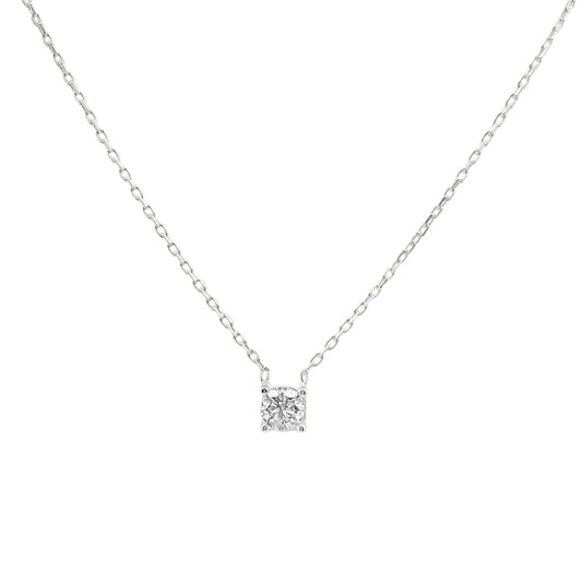 Sterling Silver 4mm Round CZ Solitaire Necklace
