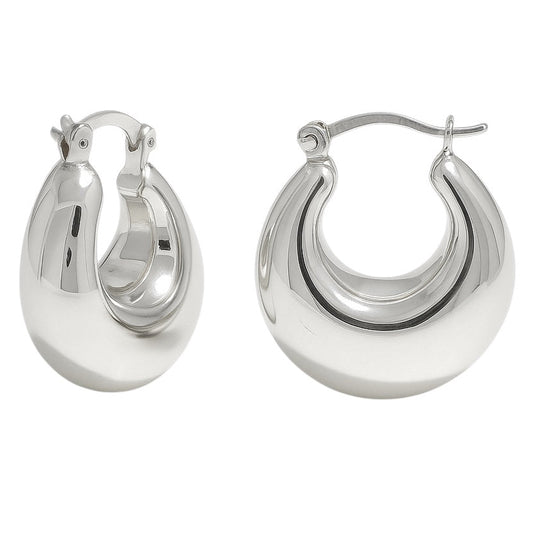 Sterling Silver Small Puffed Round Hoop Earrings