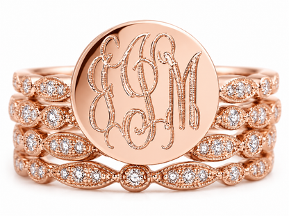 Sterling Silver Engravable Felicity Stackable 4 Ring Set