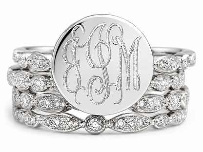 Sterling Silver Engravable Felicity Stackable 4 Ring Set