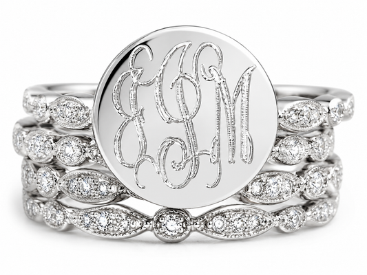 Sterling Silver Engravable Felicity Stackable 4 Ring Set