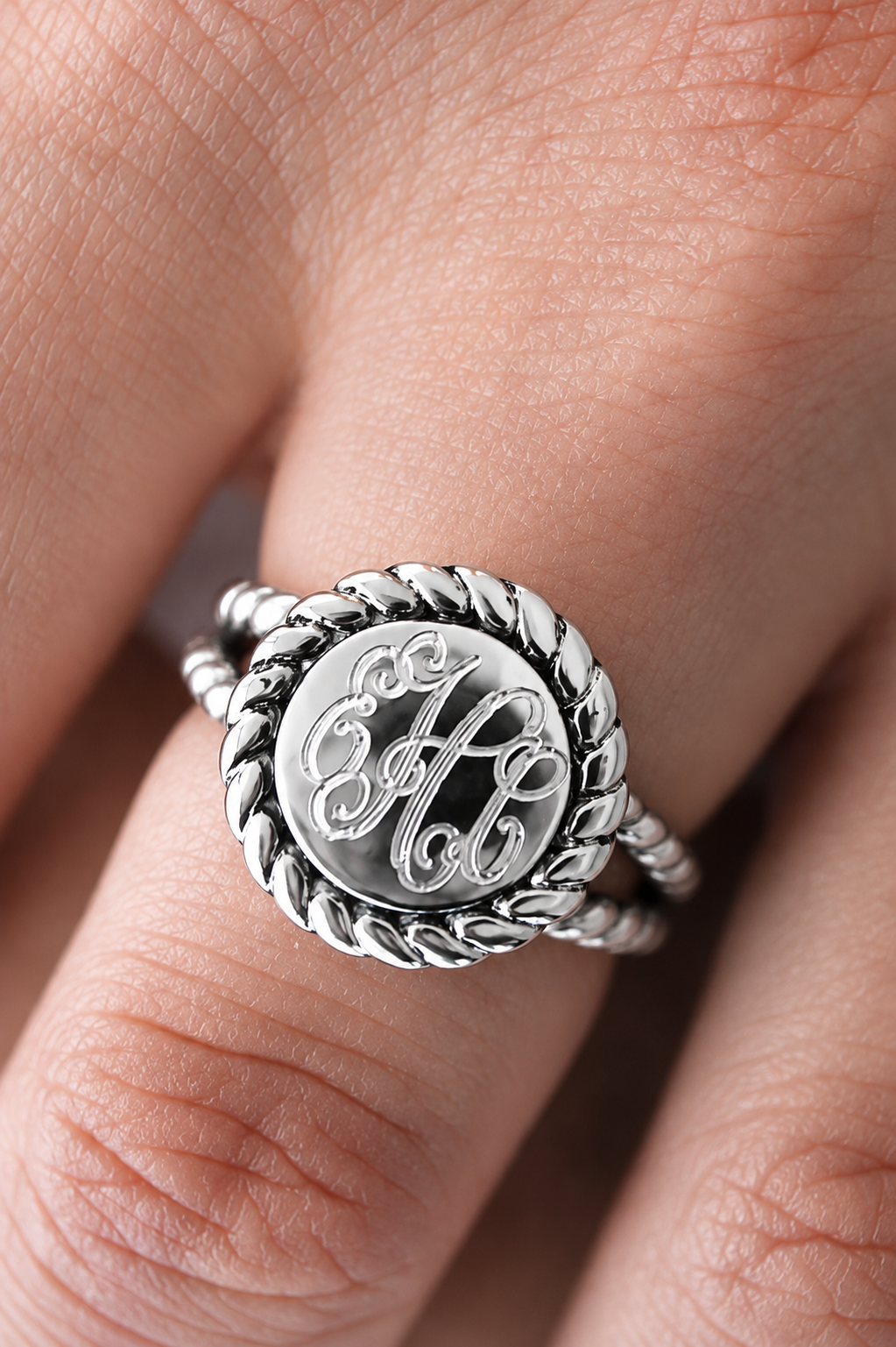 Sterling Silver Grace Rope Ring With Split Band