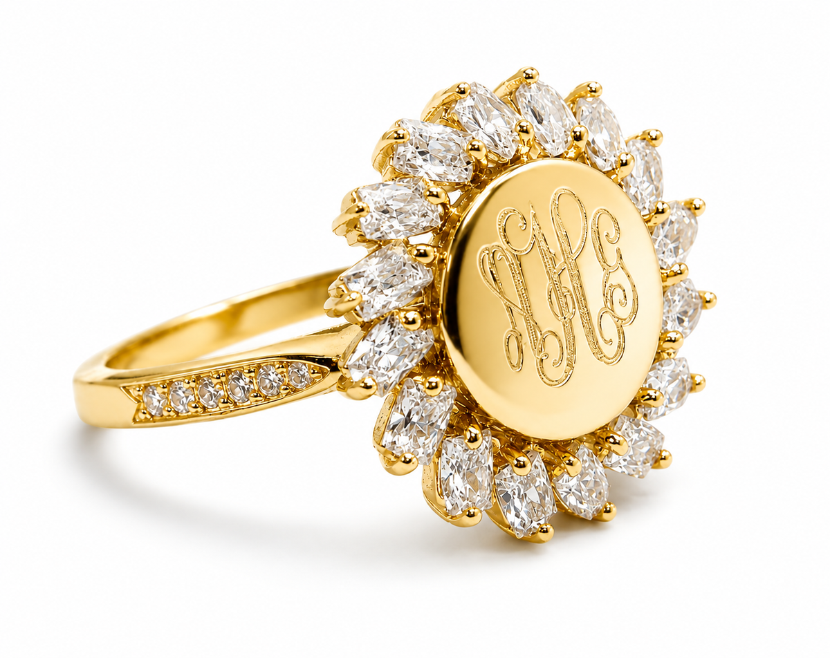 Sterling Silver Sparkling Cz Sun Ring