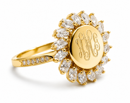 Sterling Silver Sparkling Cz Sun Ring