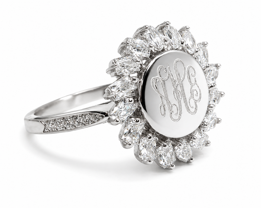 Sterling Silver Sparkling Cz Sun Ring