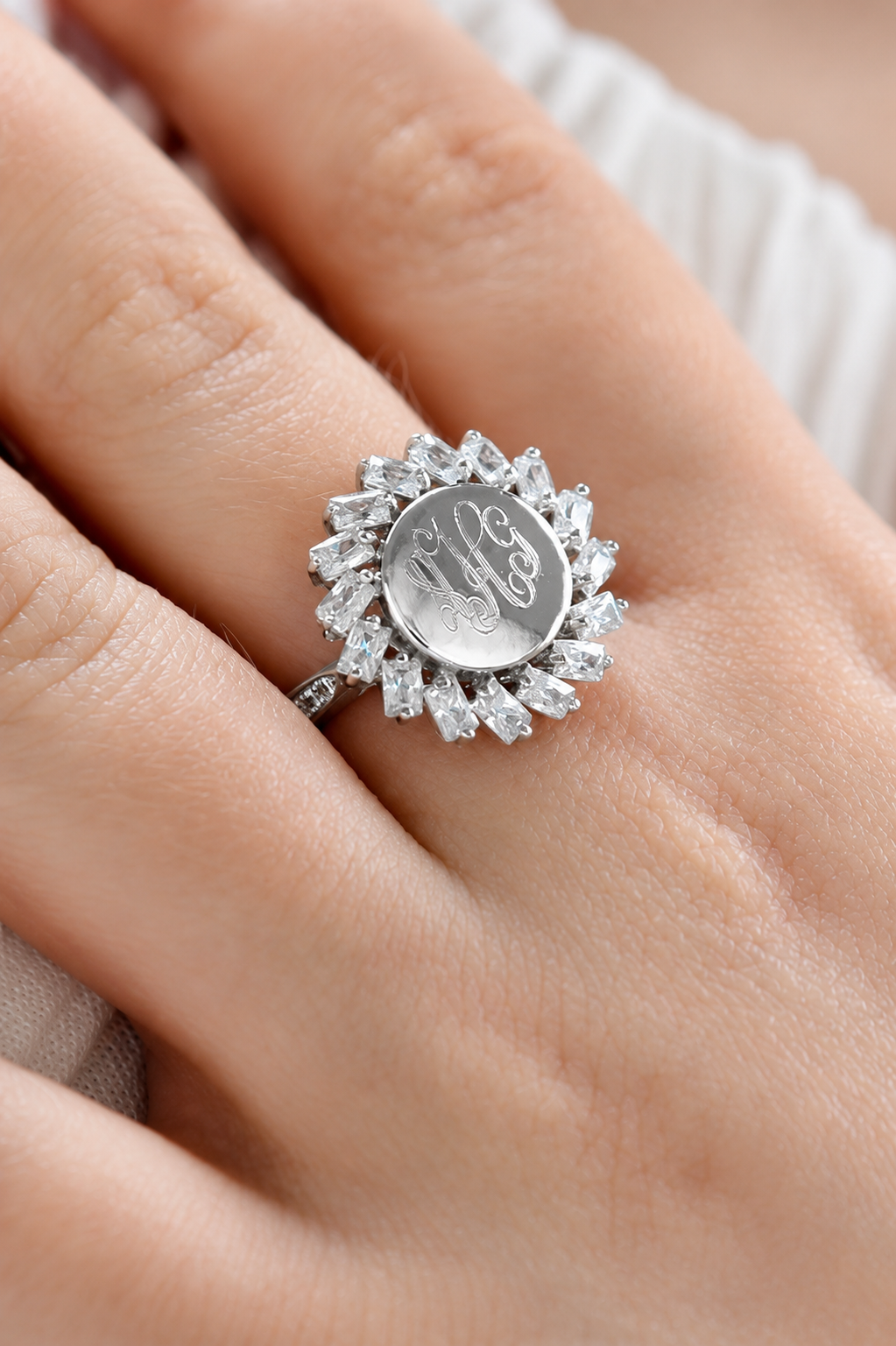 Sterling Silver Sparkling Cz Sun Ring